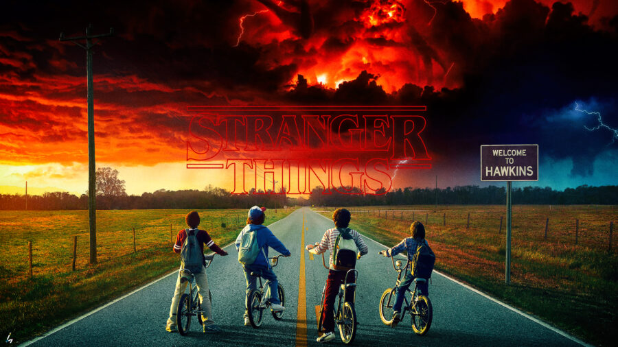 Stranger Things: Fiery Bicycle Adventure Wallpaper