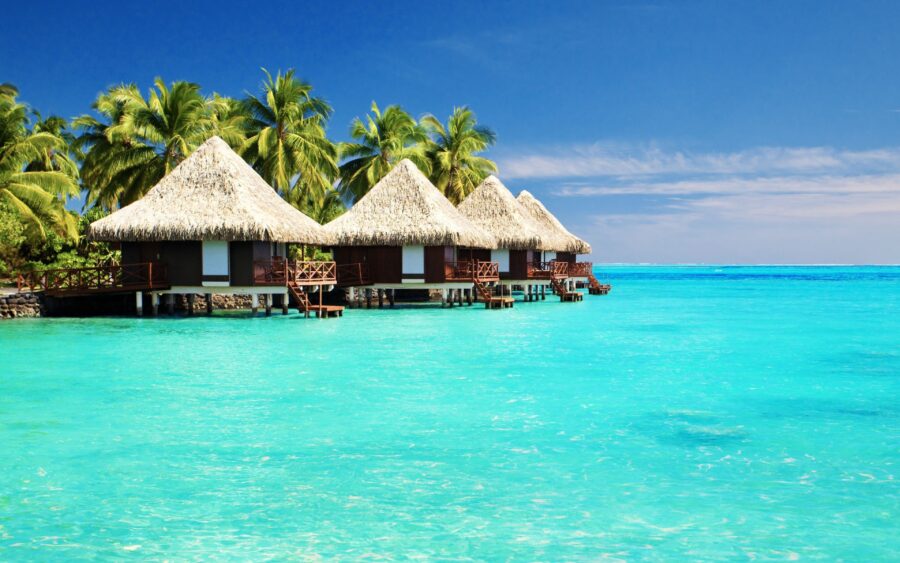 Summer: Tropical Escape Over Water Wallpaper