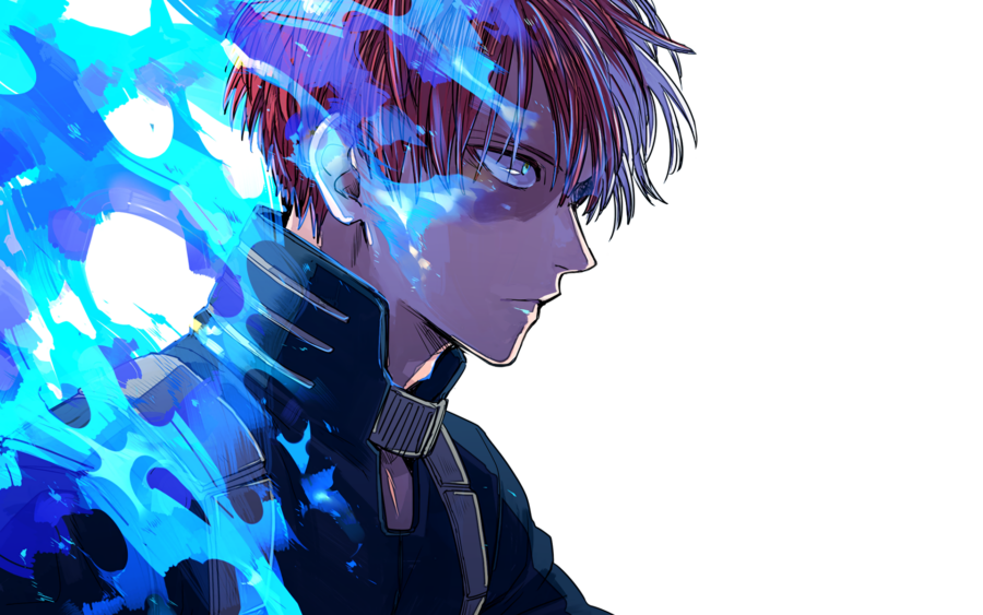 Tokodori: Fiery-haired Hero Embracing Blue Flames Wallpaper