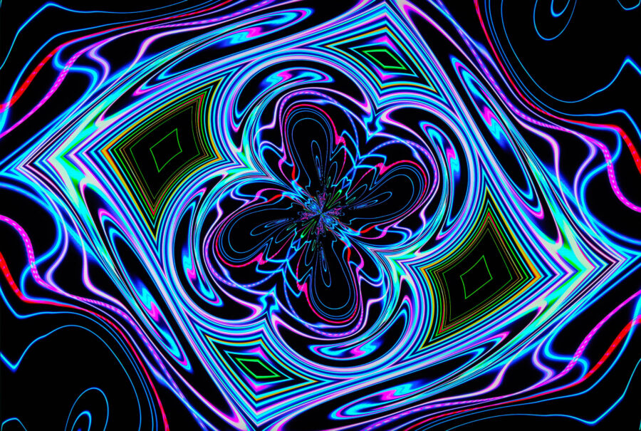 Trippy Dark: Caleidoscoop van levendige kleuren Achtergrond
