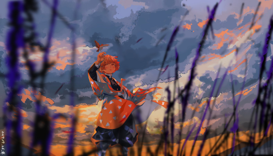 Zenitsu’s Serene Bird Companion Wallpaper