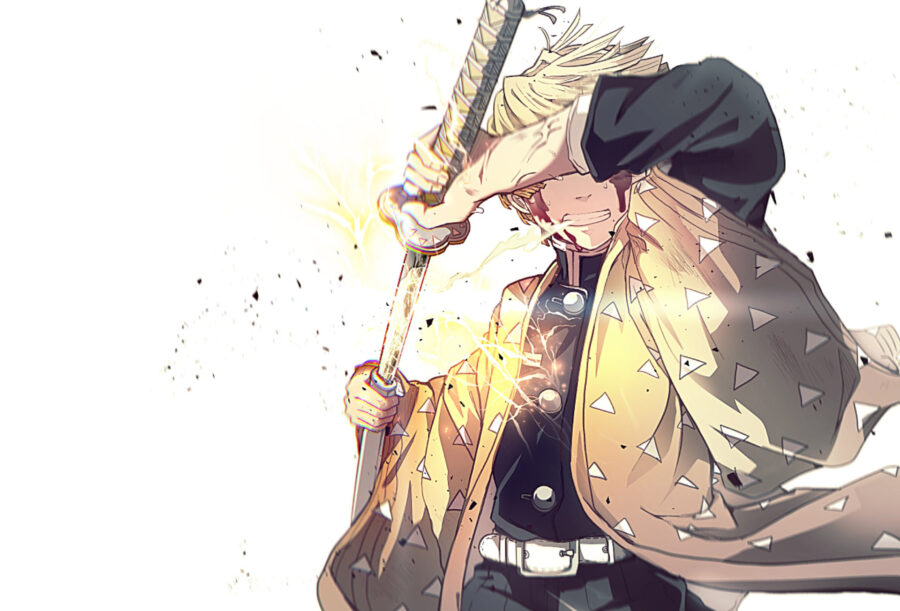 Zenitsu: Unleashing the Thunder with Valor Wallpaper