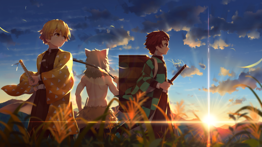 Zenitsu and Friends: Unleashing Anime Magic Wallpaper